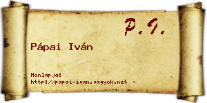 Pápai Iván névjegykártya